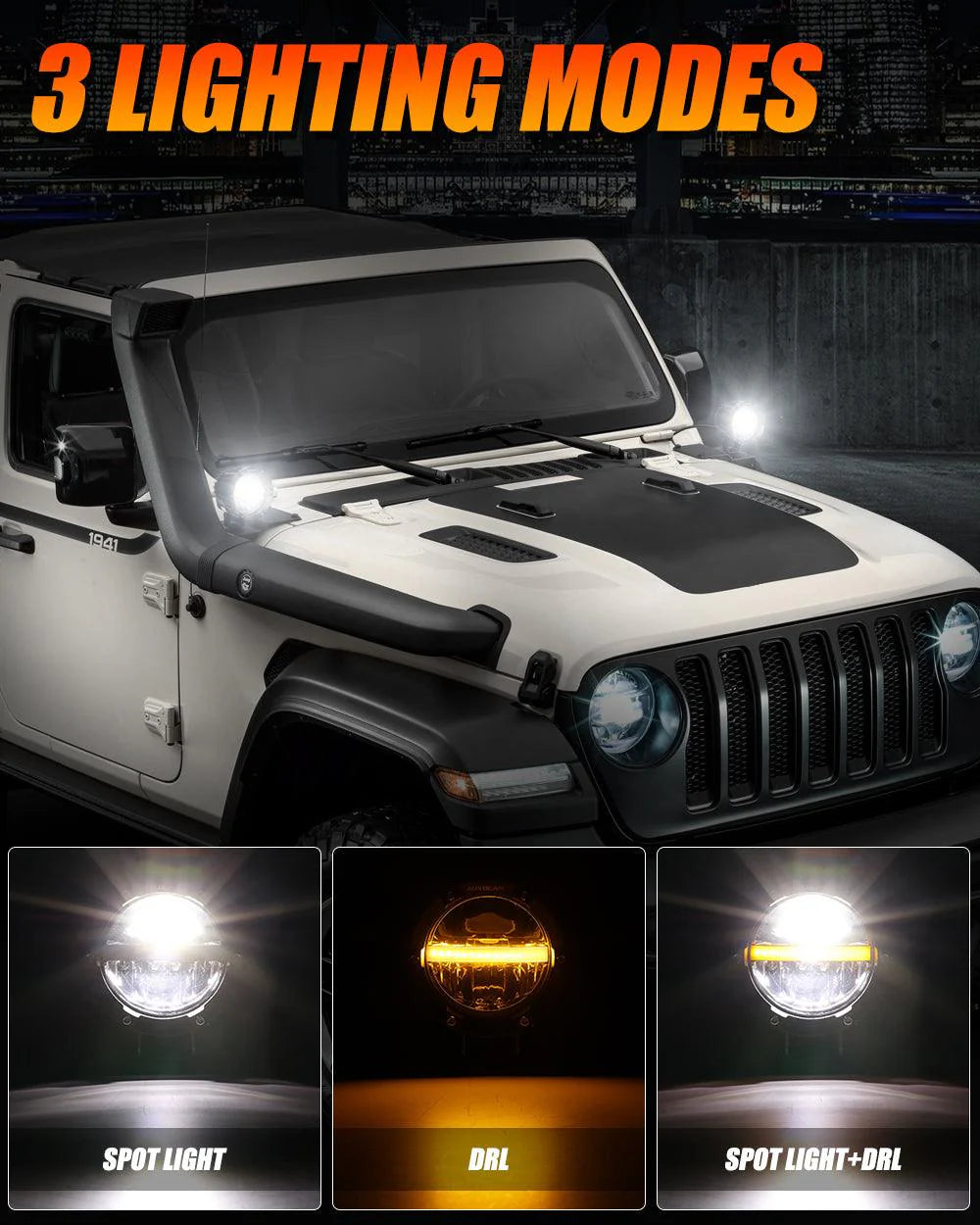 AUXBEAM 4 INCH 110W 11000LM LED PODS OFFROAD LED DRIVING LIGHTS WITH AMBER DRL