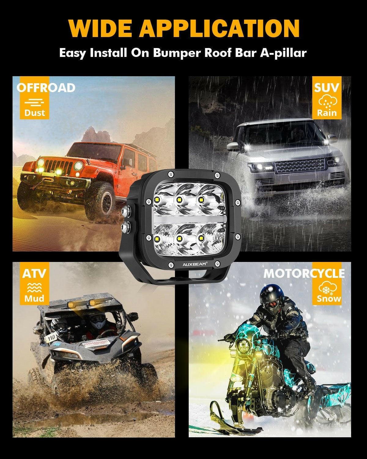 Auxbeam 5" XP-Ultra Series LED Offroad Light With Amber DRL 132W 15600LM (2 Pcs)