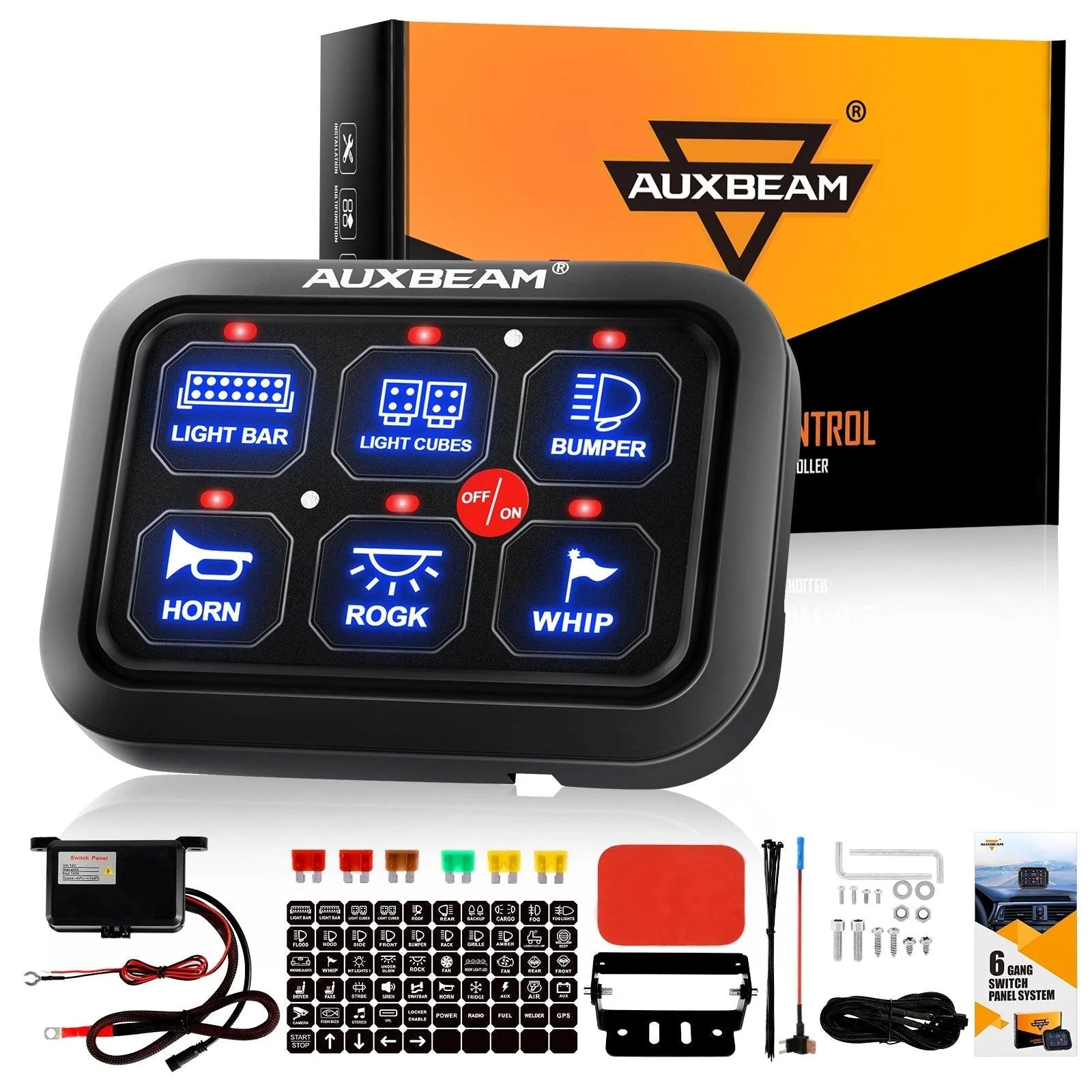 Auxbeam 6 Gang LED Lights Switch Panel BC60 Universal Circuit Control Relay System
