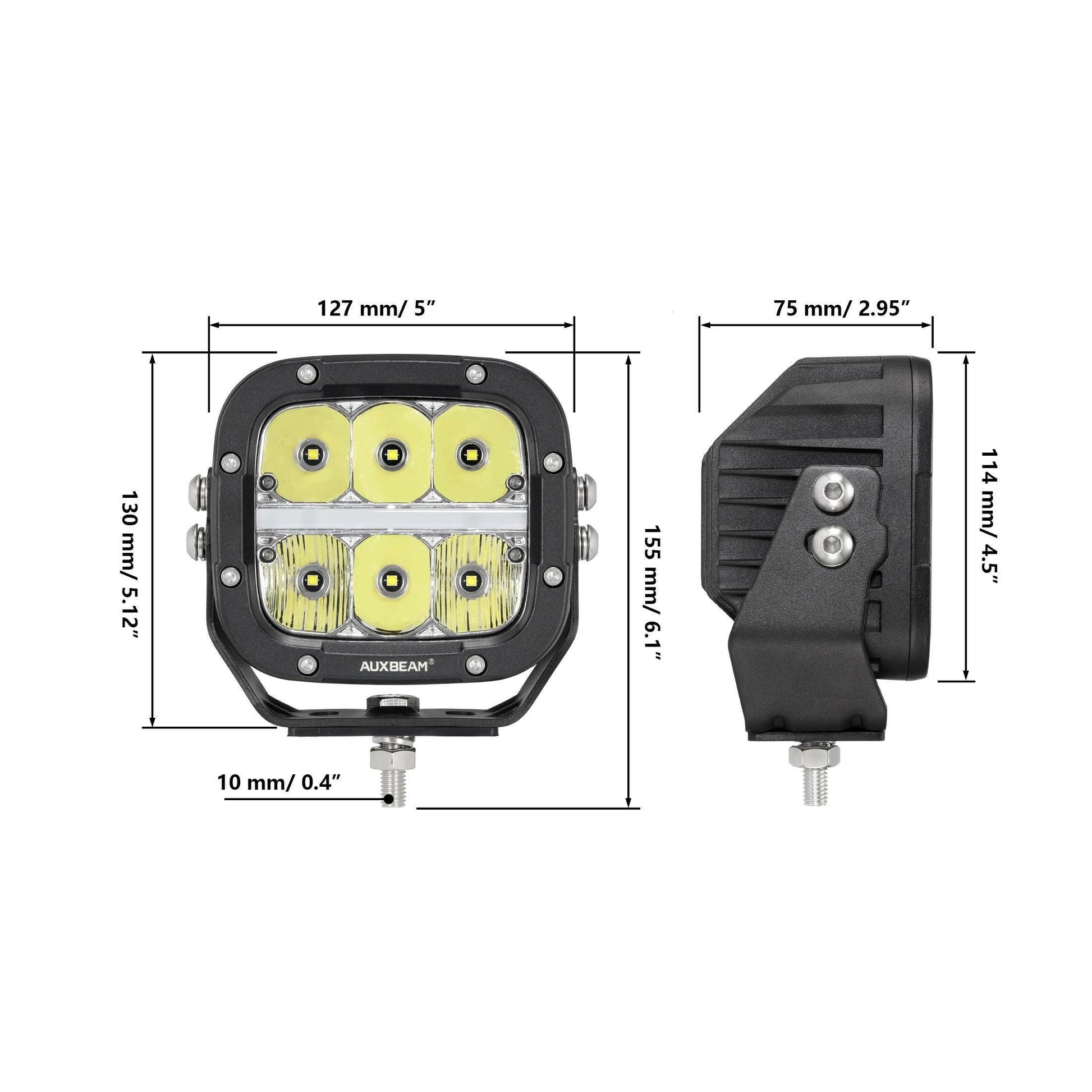 Auxbeam 5" XP-Ultra Series LED Offroad Light With Amber DRL 132W 15600LM (2 Pcs)